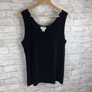 Chico's Travelers Cami Tank Top Slinky Stretch Knit Scoop Neck Black Size‎ 3 XL